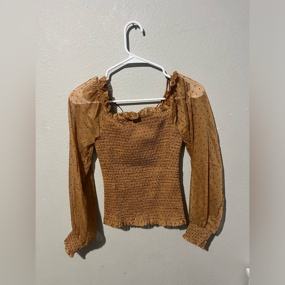 Lost + Wander Tops - Lost & Wander Women's Top  Smocked‎ Puff Sleeves Blue Size XS Crop